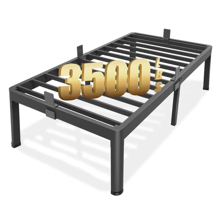 

Twin Bed Frames with Round Corner Edge Legs 18 inch High 3500 lbs Heavy Duty Metal Platform Bed Frame Twin Size No Box Spring Ne