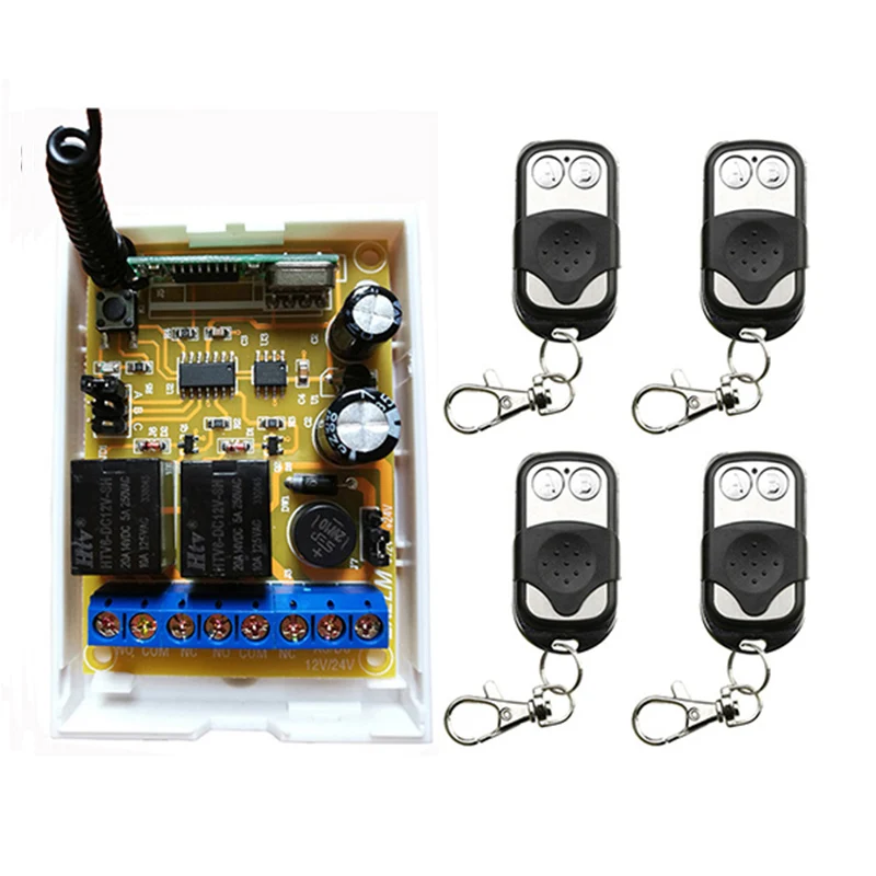 

DC12V DC24V 2CH радиоконтроллер RF беспроводной кнопочный пульт дистанционного управления передатчик + приемник света/лампа/окно/гаражные двери