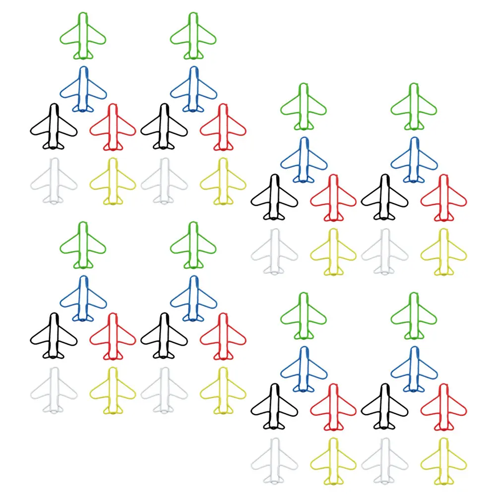 

70pcs Airplane Paperclips Multi-Function Colored File Clips Plane Shaped Document Office Supplies Bookmark File Fixing Small