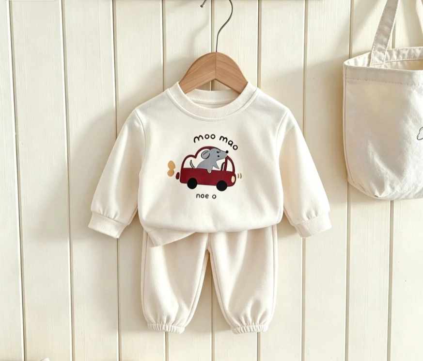 Small Kid Casual Tracksuit Animal Graphic Sweatshirt Suit Toddler Round Neck Long Sleeve Top Matching Pants Wear Clothing Suits