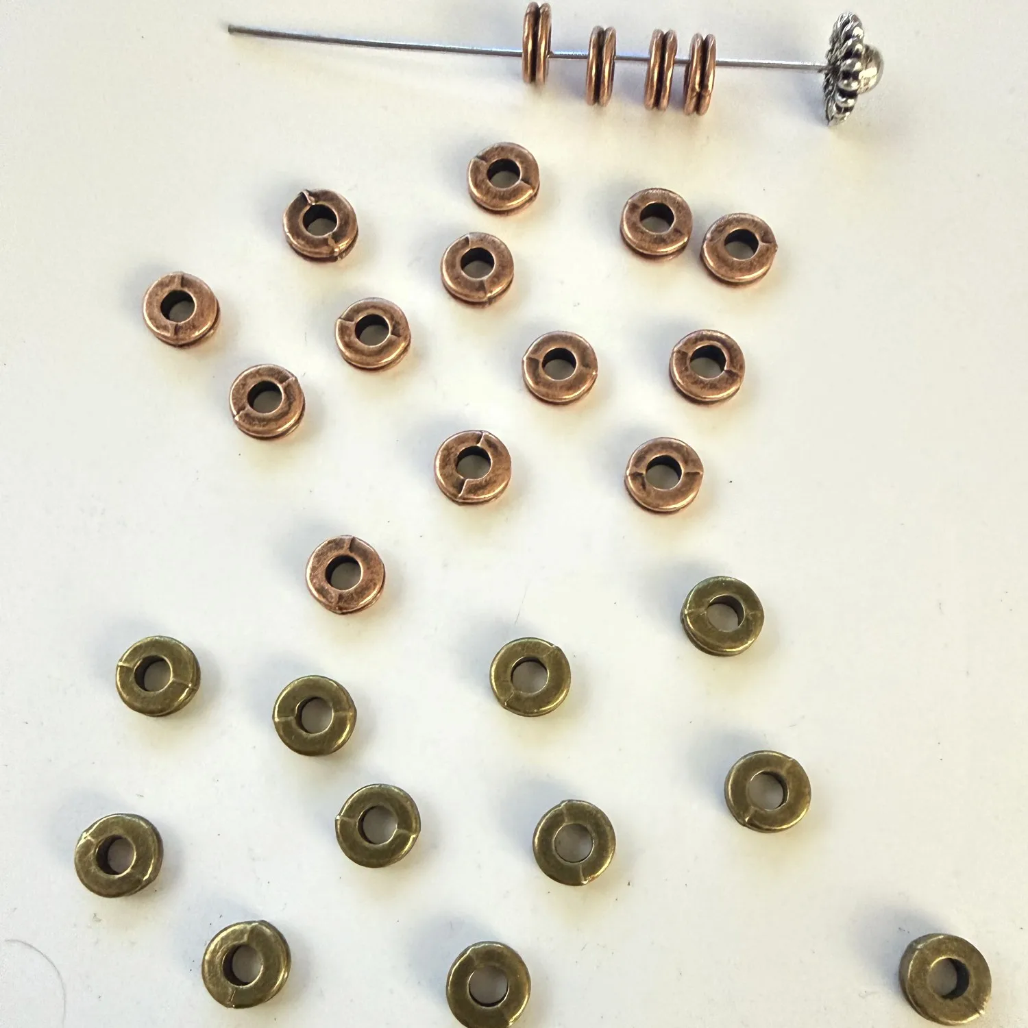 100pc 5.7x2mm Vintage Antique Bronze & Antique Copper  Spacer Beads, Metal Washer Beads for Bracelet Necklace DIY h3782