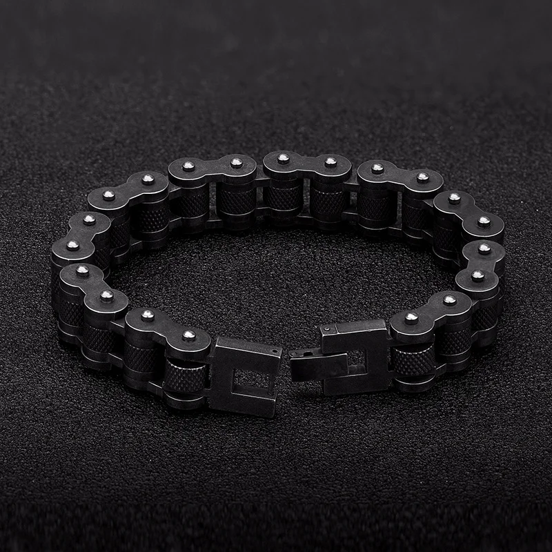 MKENDN Retro Biker Chain Bracelet Mens Bracelet Link Chain Motorcycle Bicycle Style Bracelets Stainless Steel Bangles Jewelry