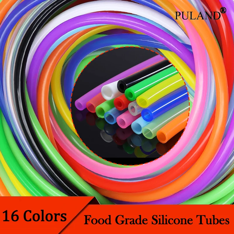 1/3/5 м, 16 цветов, пищевая силиконовая трубка ID 2, 3, 4, 5, 6 мм, безвкусный, устойчивый к высоким температурам, гибкая резиновая трубка, водяной шланг