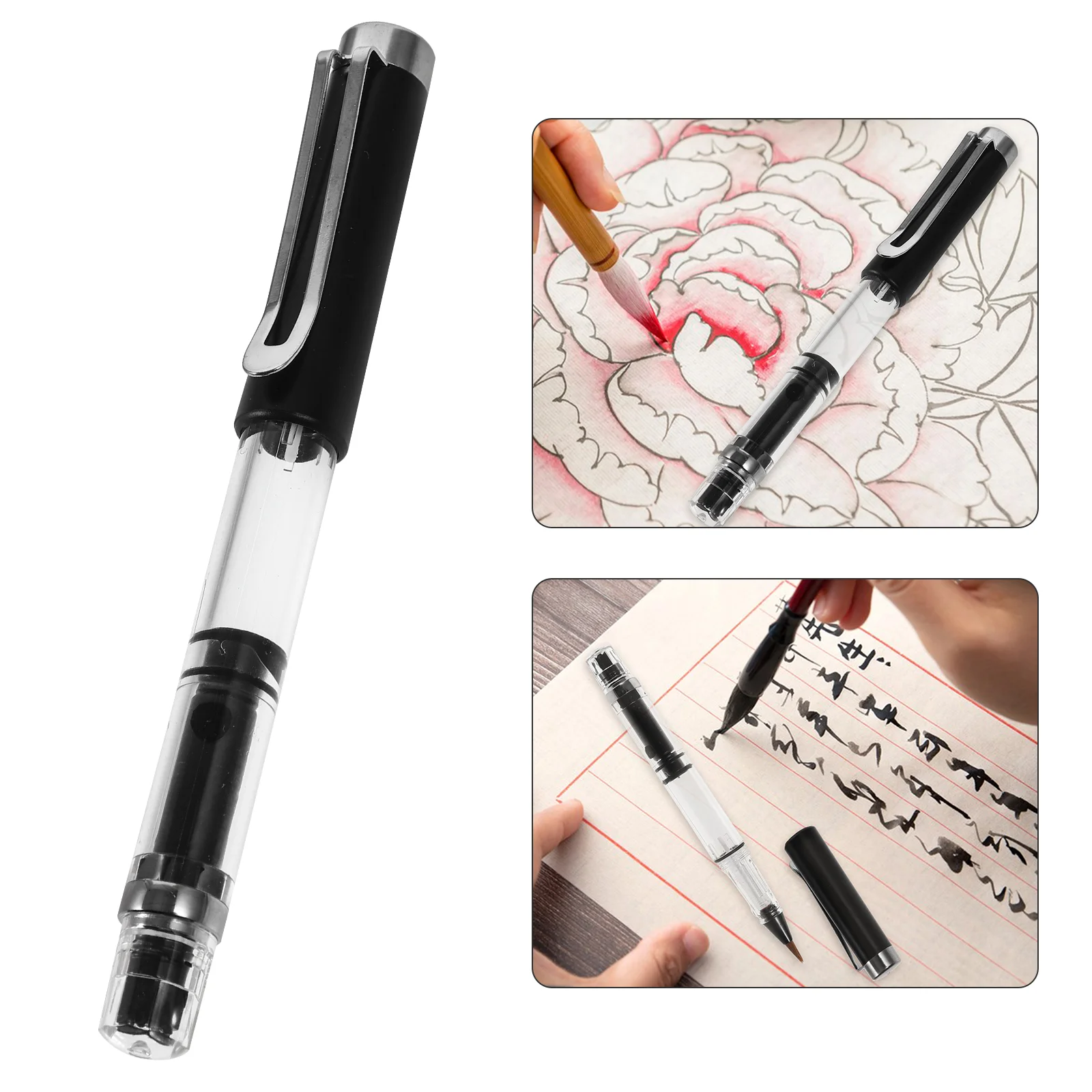 Fountain Pen Style Chinese Calligraphy Brush Hair Soft Bristle Portable Writing Painting Tool for Beginners