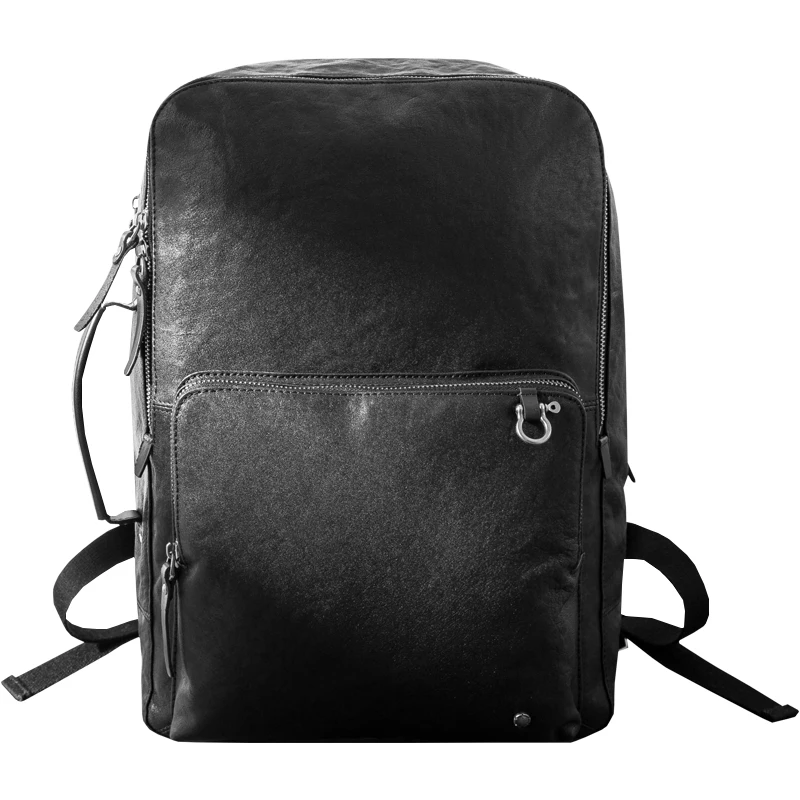 New Men\'s Trendy Leather Backpack First Layer Cowhide Travel Backpack Fashion Schoolbag Korean Style Youth Computer Bag