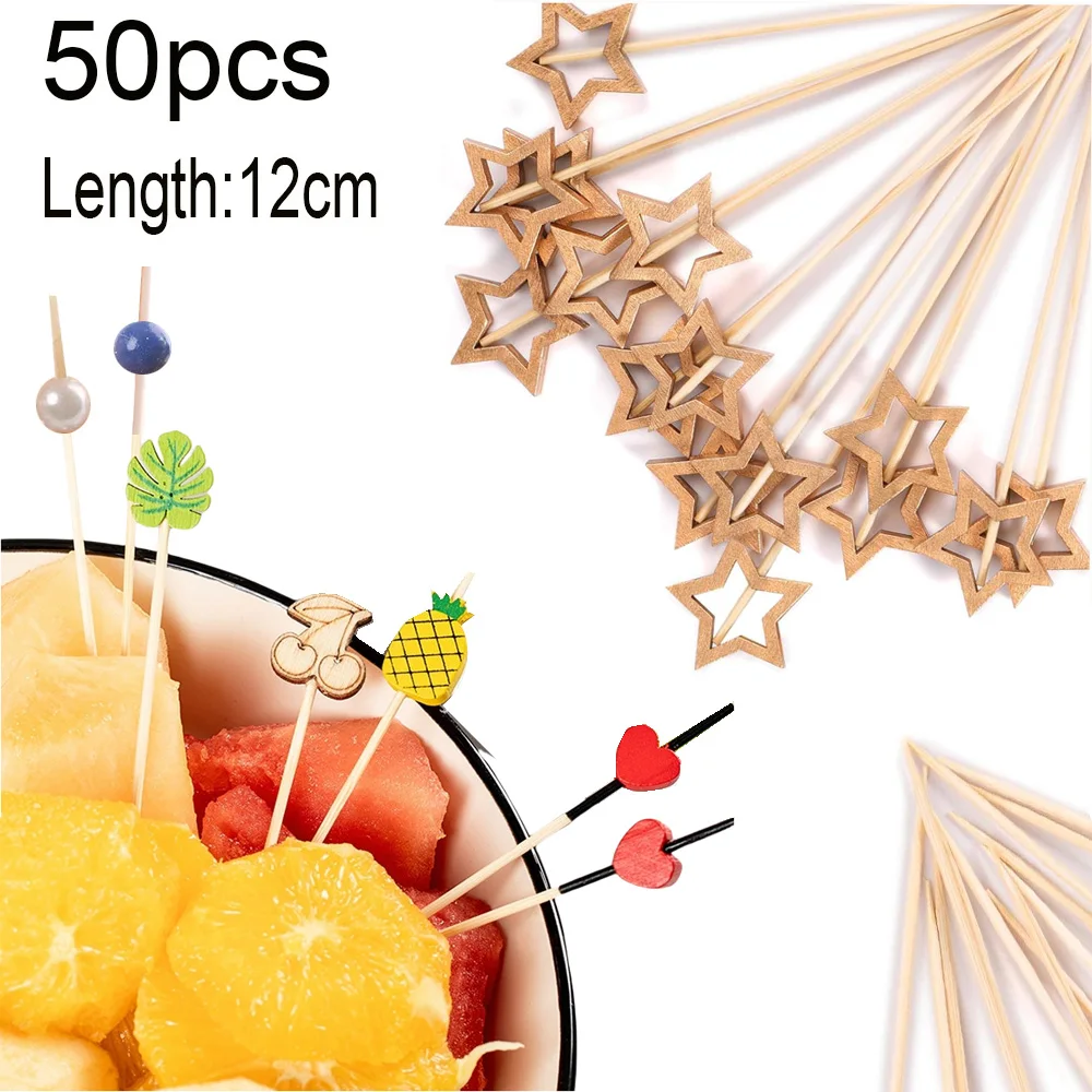 50PCS/pack Disposable Bamboo Sticks Party Decoration Kitchen Gadgets Convenient Easy To Use Health Household Products 12cm