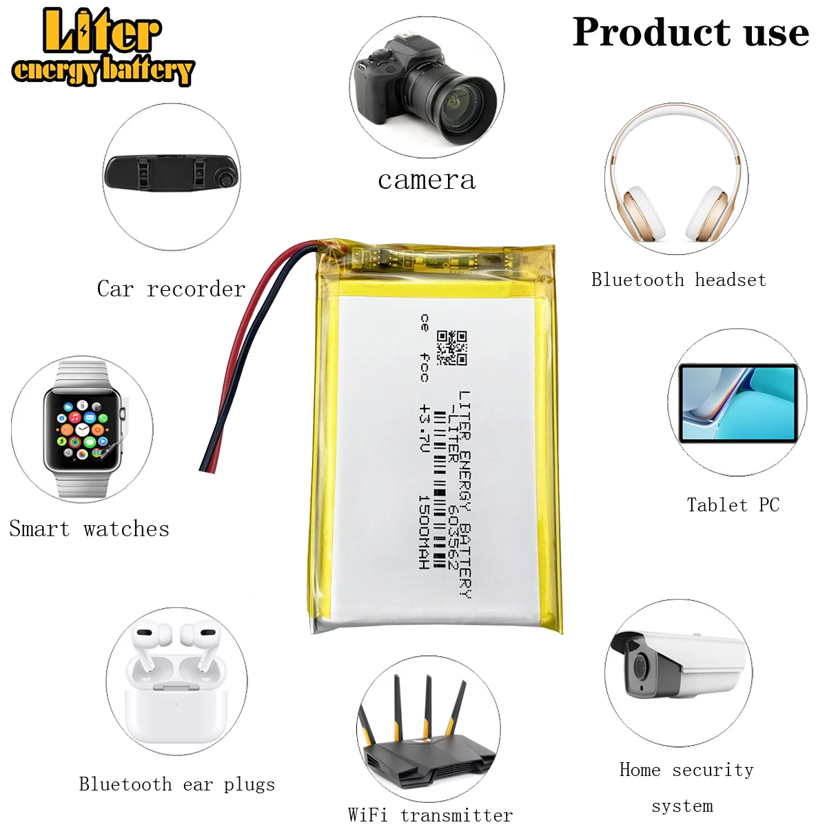 best battery brand Size 063562 3.7V 1500mah 603562 with Protection Board For MP4 GPS Digital Products