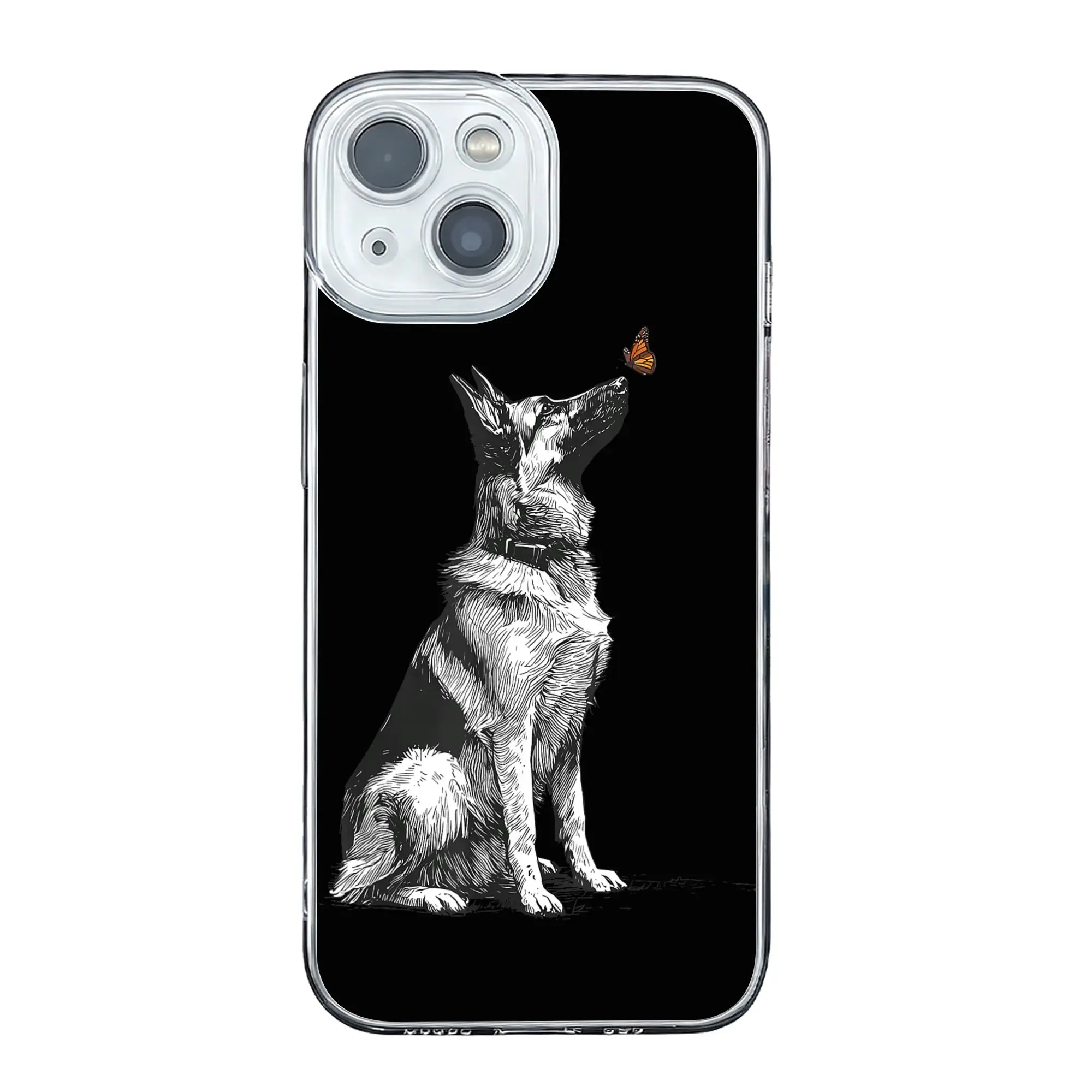 

New Armor Bumper German Shepherd with Butterfly Phone Case for IPhone 17 16 15 14 13 12 11 Cover