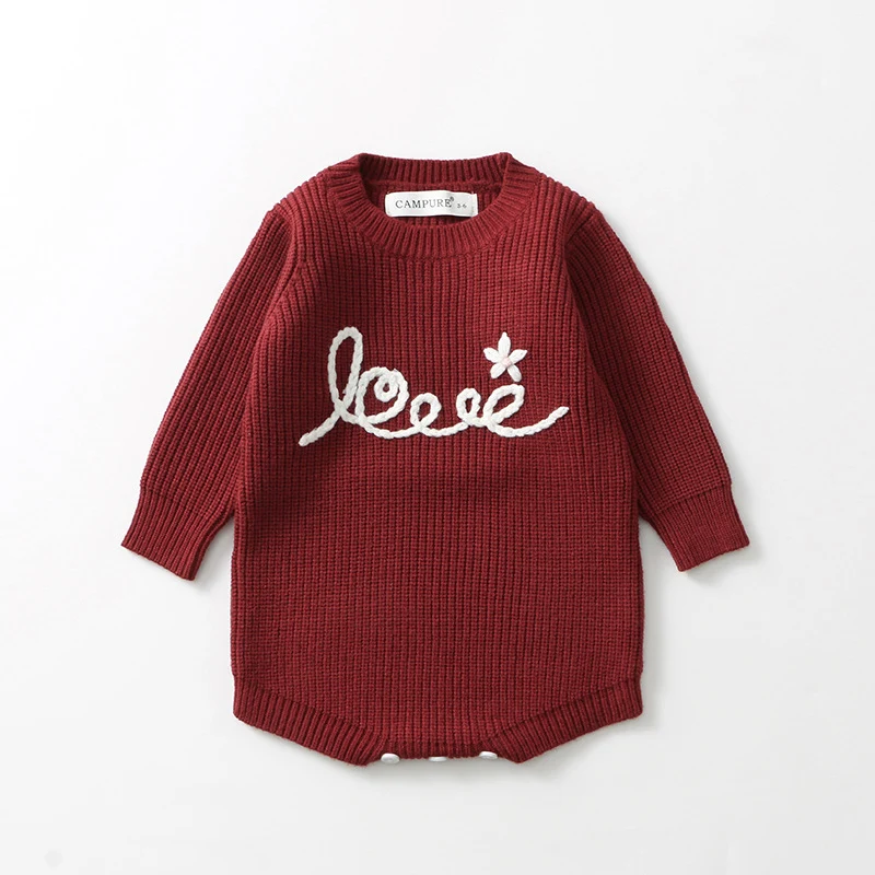 ربيع جديد 2026 0-24 متر ملابس داخلية محبوكة للأطفال حديثي الولادة من الأولاد والبنات بأكمام طويلة مطرزة بذلة محبوكة للأطفال الرضع