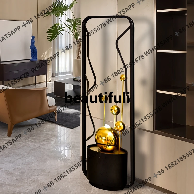 Floor-to-ceiling modern light luxury living room flowing water circulation fountain office water feature decoration