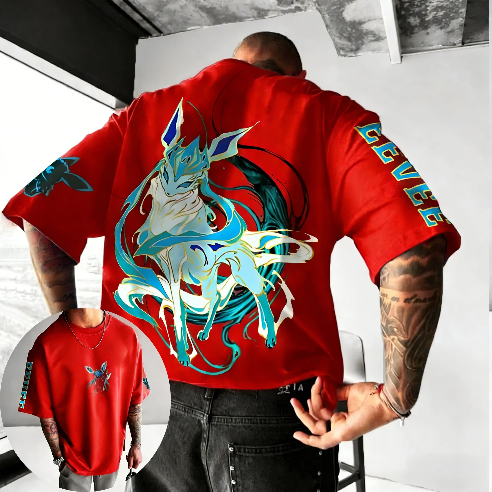 بوكيمون أنيمي جلاسيون تي شيرت قطني مطبوع 2026 للرجال والنساء صيف جديد الشارع الهيب هوب عادية فضفاض Y2K الوالدين والطفل #5