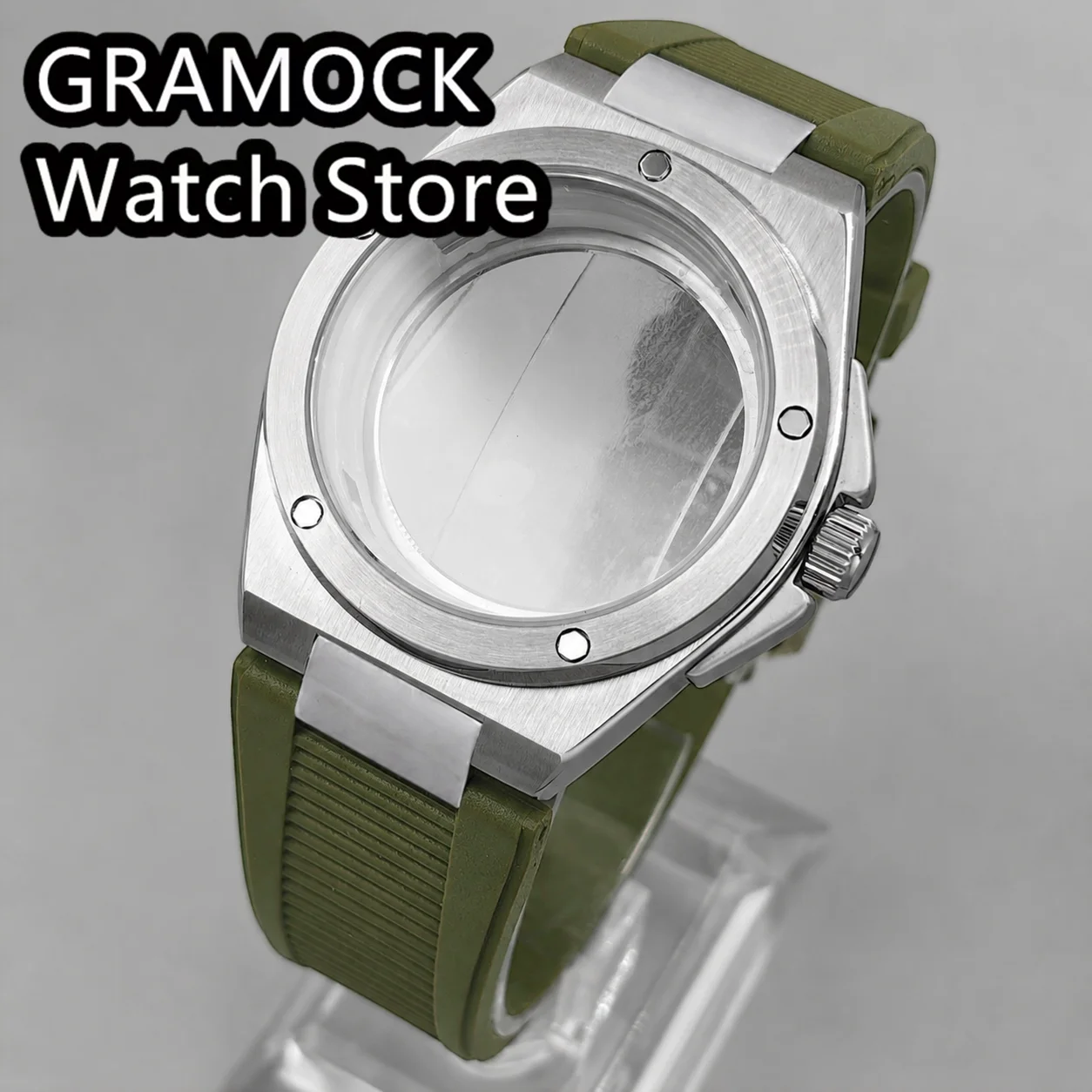 Olive Green Strap Men Ingenieur Watch Case 40mm For NH35 NH34 NH36 ETA2824 PT5000 SW200 Sapphire Glass Watch Accessories Part