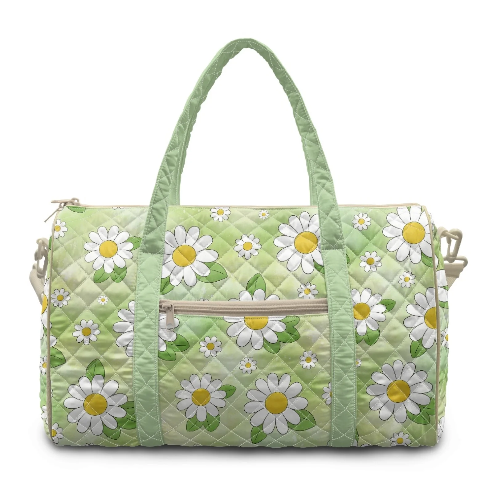 Coloranimal White Daisy Print New Trend Gym Tote Polyester Portable Tote Duffle Bags for Sports