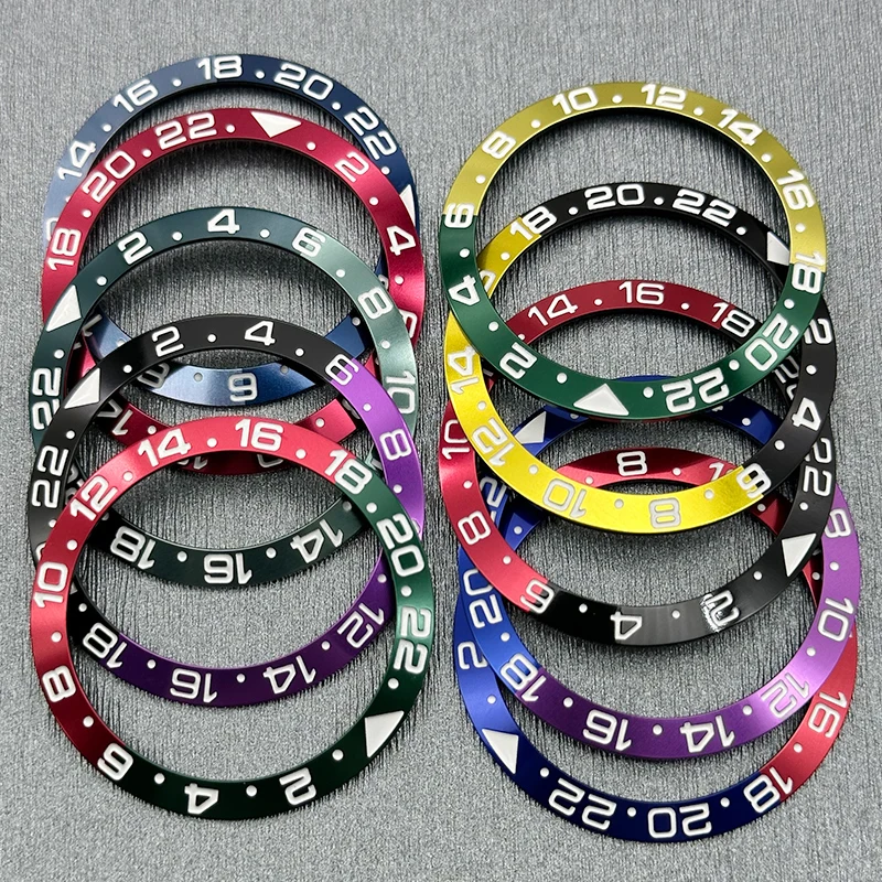 Mod Watch Bezel Insert 38mmX30.6mm Curved Aluminium Bezel Ring NH35 Case Ring Fits SKX007 SKX009 GMT SUB Case Watch Bezel Parts