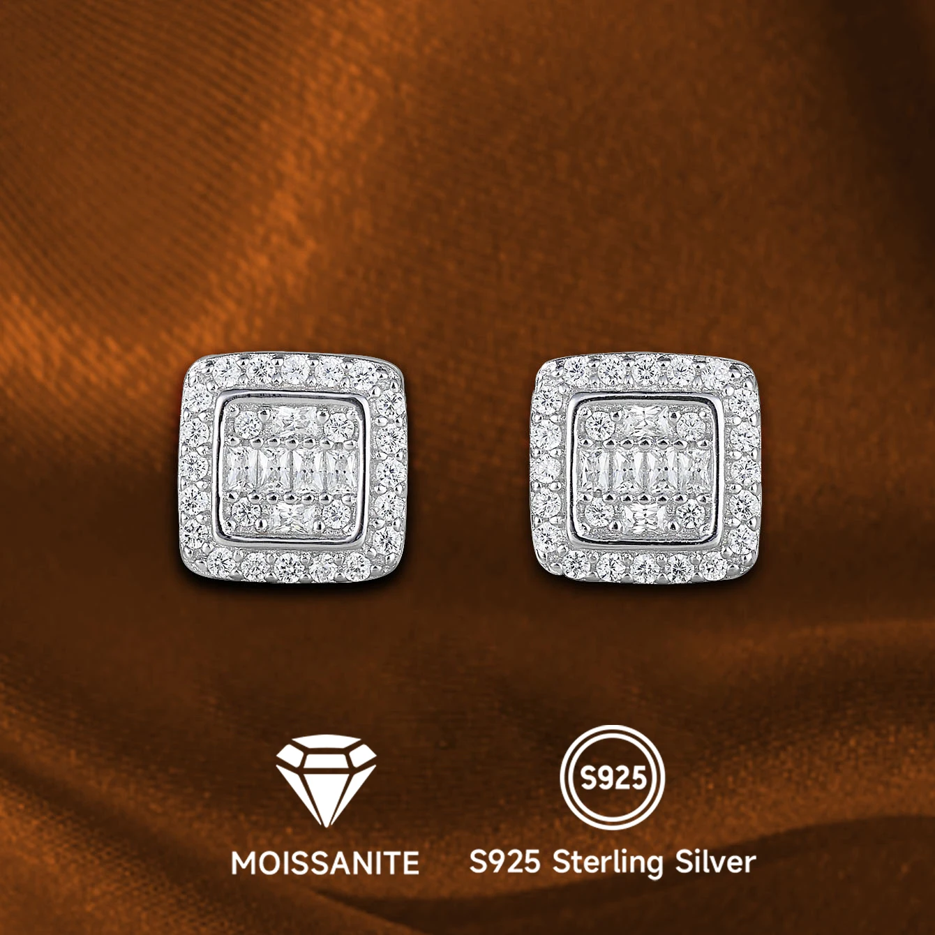 

1 Pair Of 925 Sterling Silver 0.72 Carat Moissanite Square Beautifully Cut Earrings, Perfect For Wedding And Mother's Day Gifts
