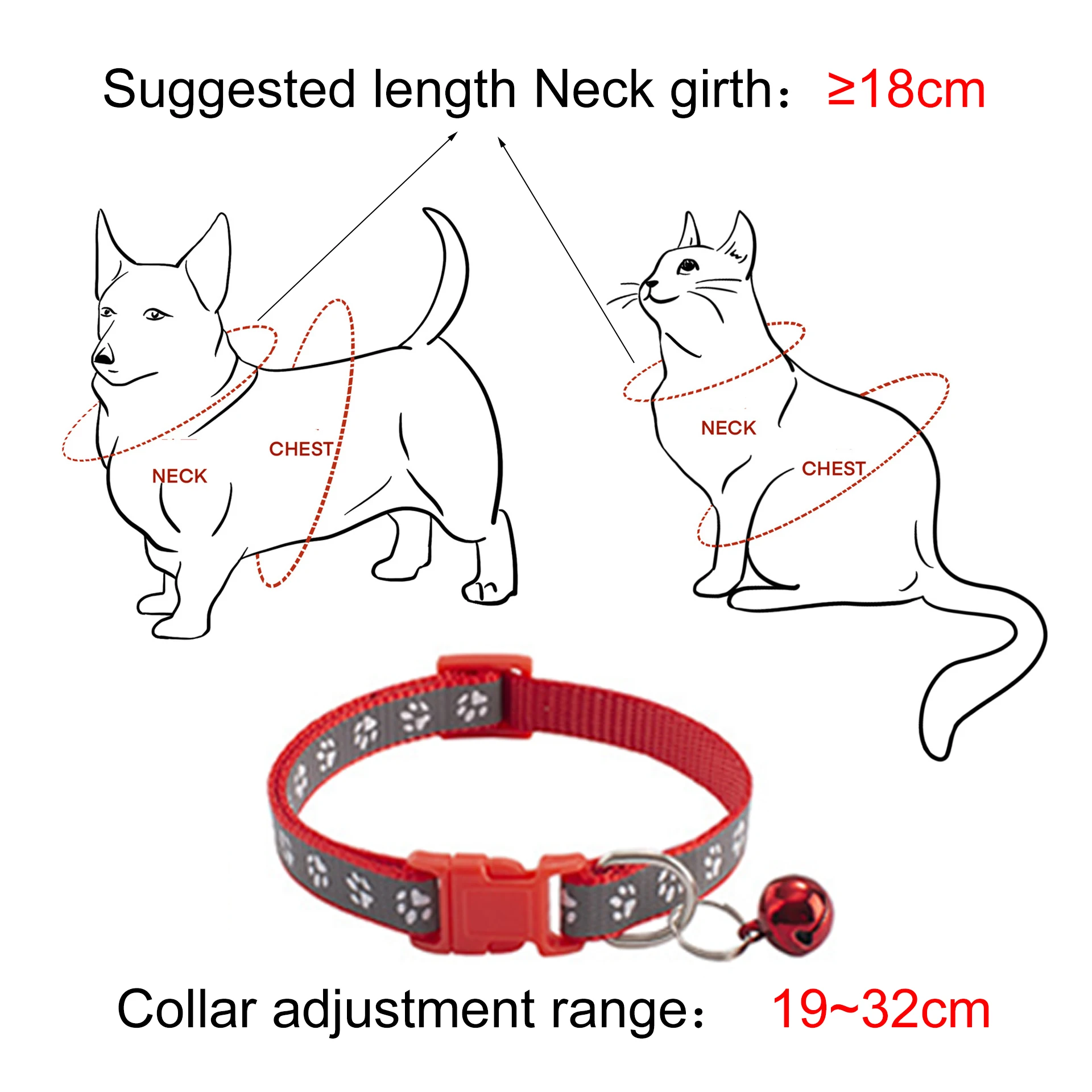 1Pcs Reflective Dog Collar 19 Colors Dog Paw Printed Adjustable Reflective Collar for Cat Dog Accessories for Small Dogs