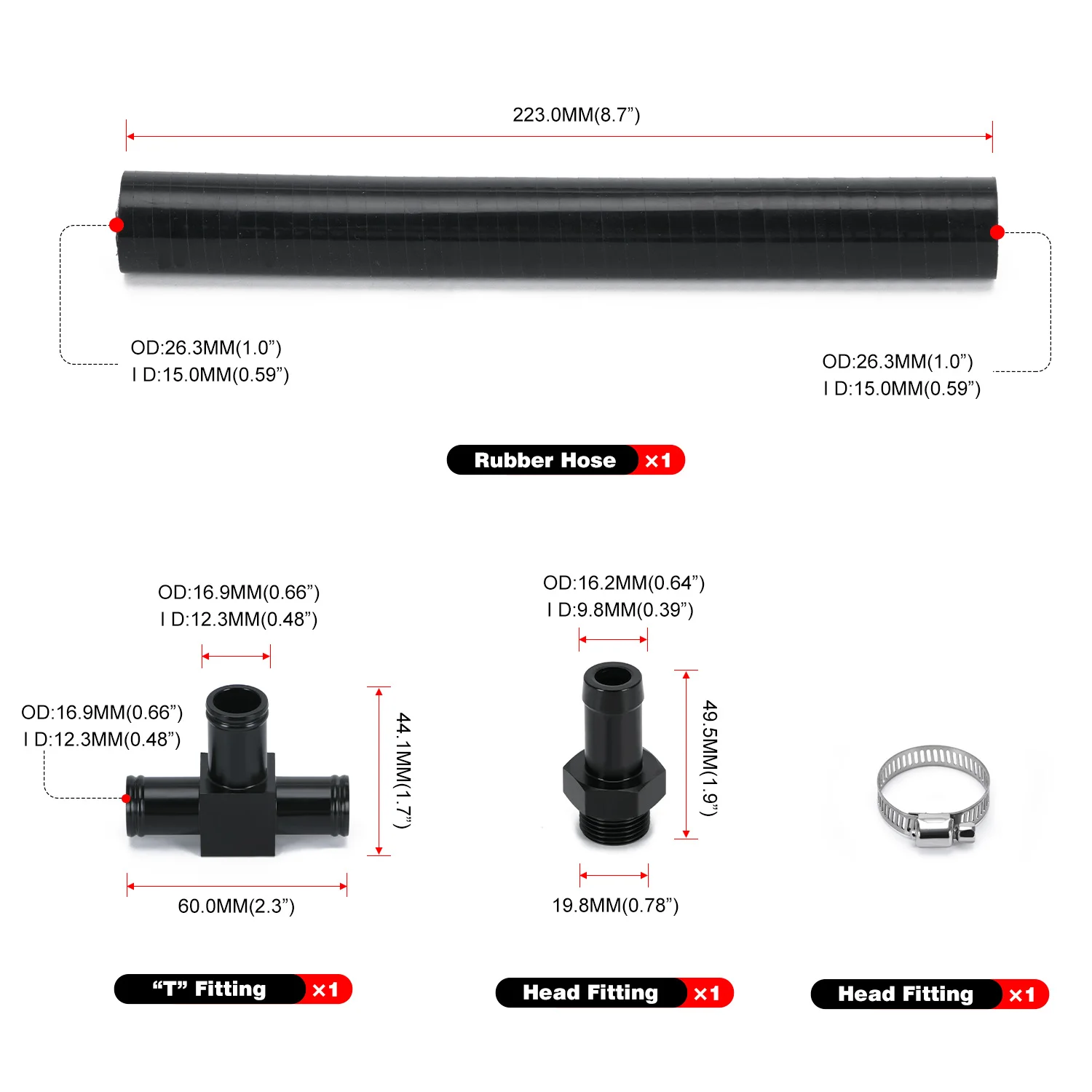 Cylinder 4 Coolant Mod Engine Cylinder Cooling Hose Adapter Kit Fit for Subaru WRX/STI/LGT/FXT Car Radiator Insulation