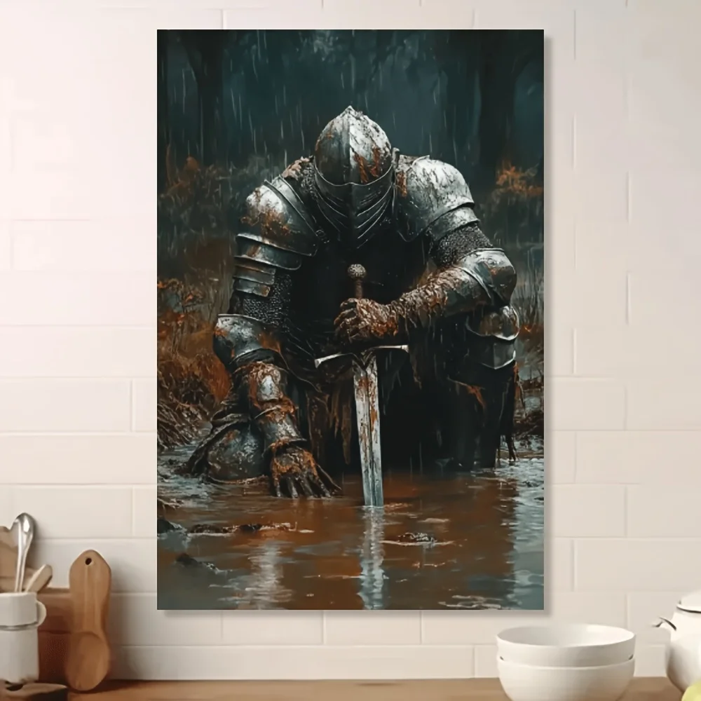1pc Medieval Knight Canvas Art Print - Classic Style, Unframed Wall Decor for Bedroom, Living Room, Office, Cafe, Bar, Dorm & Ba