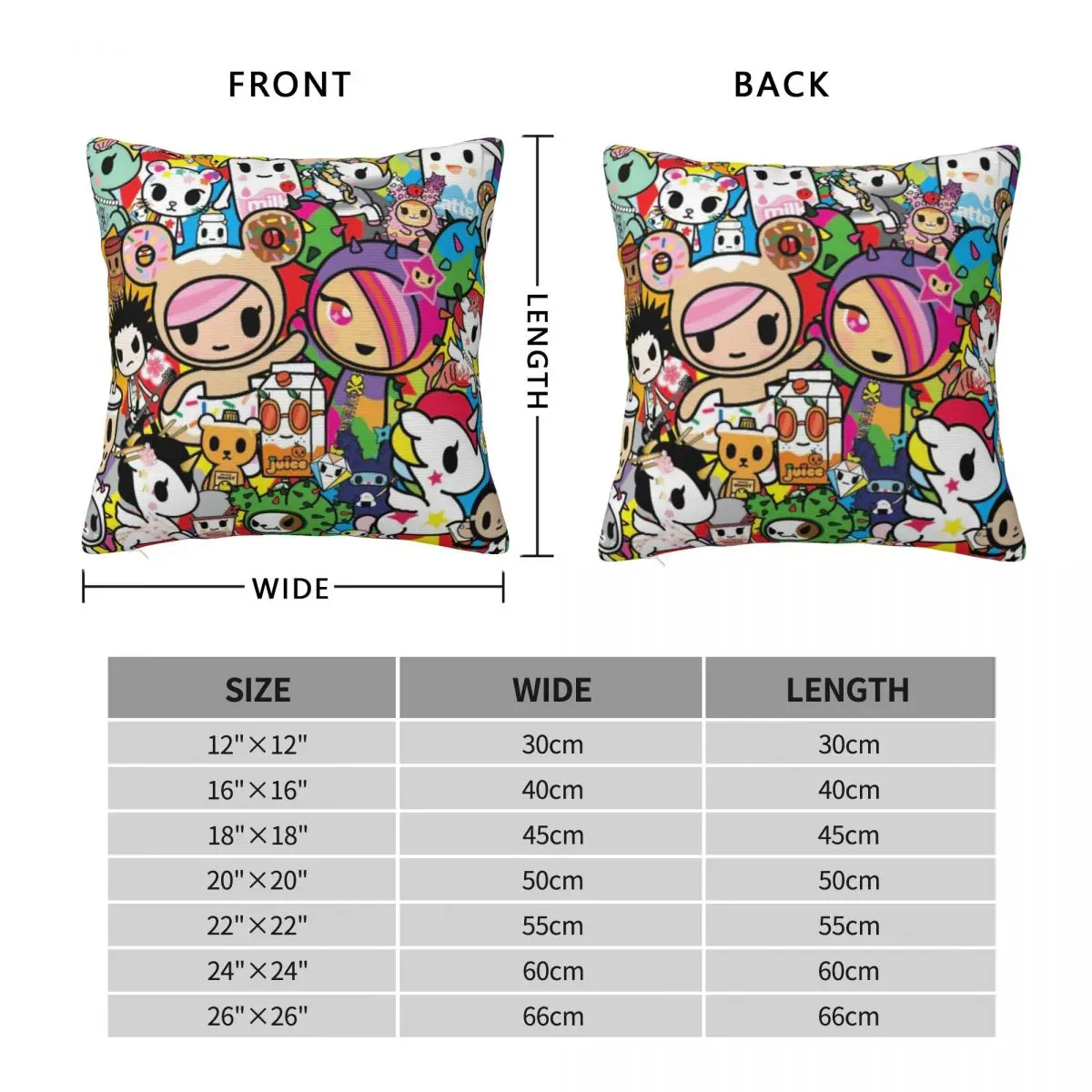 Tokidoki أحيانًا ساحة المخدة البوليستر الكتان المخملية الإبداعية البريدي ديكور رمي كيس وسادة غطاء وسادة غرفة 45x45