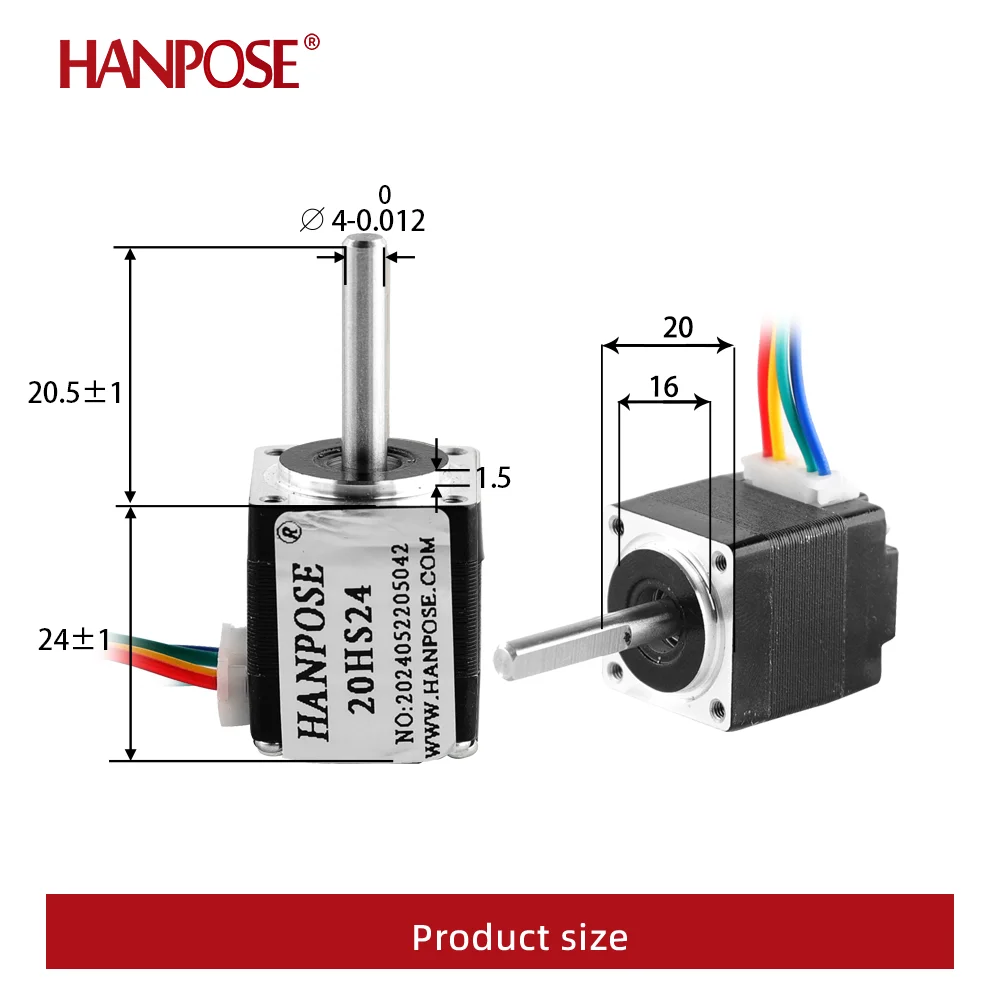 HANPOSE 1PCS Nema8 Stepper Motor 20HS24 0.8A 12mN.m 24mm 20 Series motor for dvertising instrument stepper motor nema8