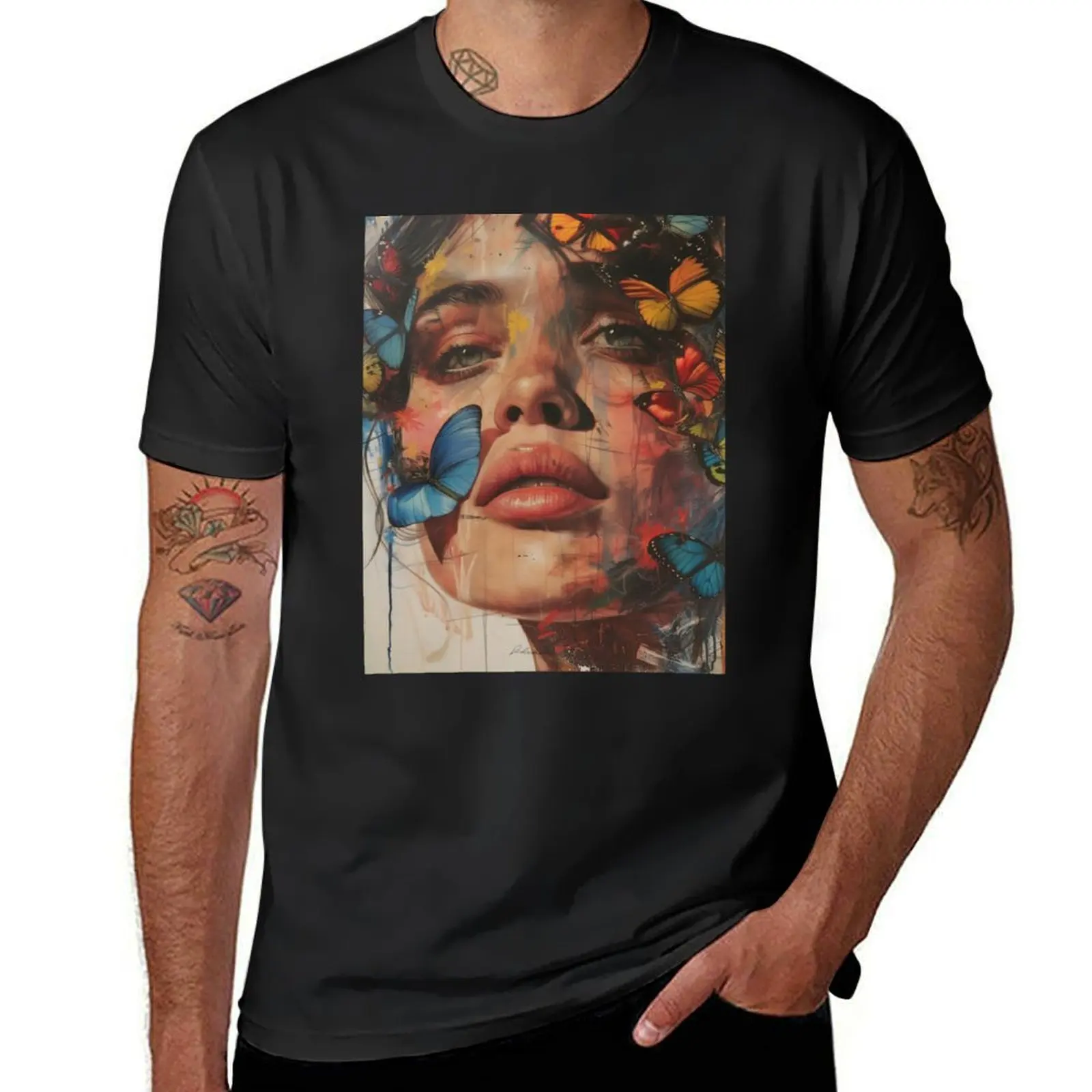 Metamorphosis Portrait: Beauty Among Butterflies T-Shirt cute clothes plus sizes summer top mens t shirt graphic