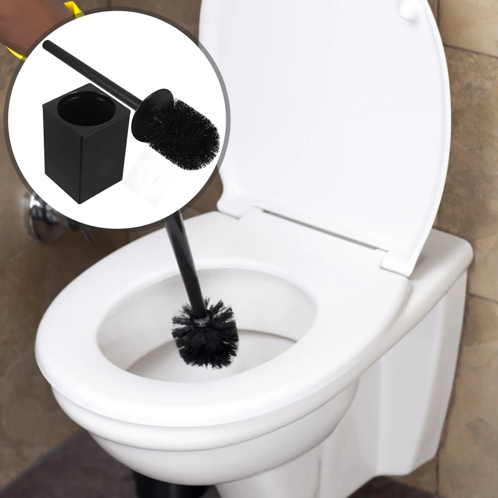 

Набор для унитаза: щетка и держатель, черная, для чистки чаши, настенное крепление, аксессуары для ванной комнаты, для домашнего использования