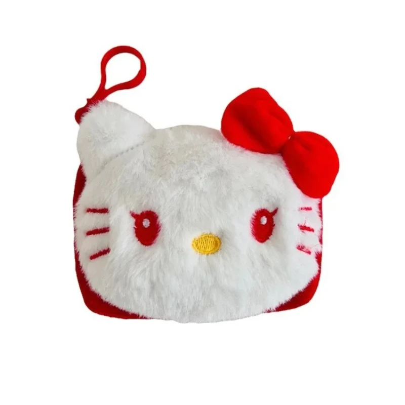 العلامة التجارية الجديدة الكبيرة الأحمر Bowknot الكرتون القط مربع أفخم المحفظة مع فتحة تخزين بطاقة الهوية المفاتيح وصندوق تخزين سماعة الأذن #5