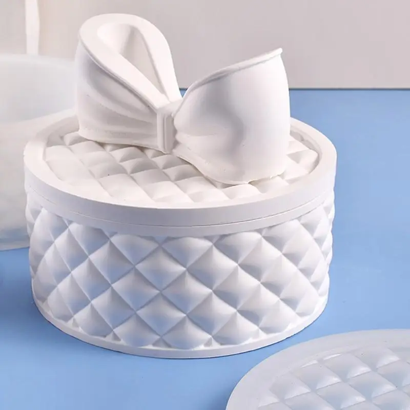 

CORD Diamonds Storage Box Resin Mold with Bows Lid for Epoxy Casting,DIY Decoration Crafts Mold for Jewelry Trinket Container