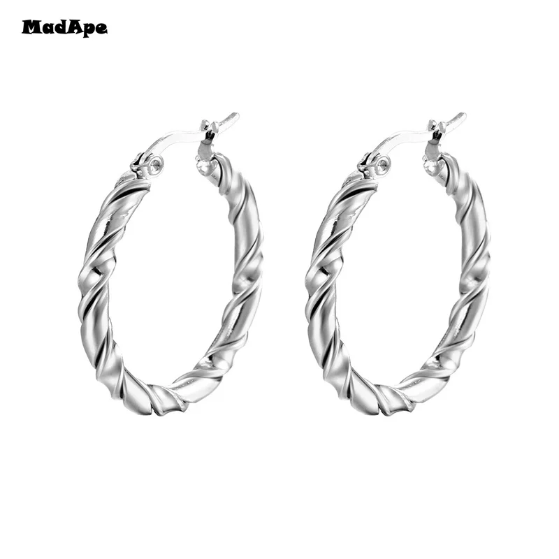 Punk Gold plated Chunky Irregular Hammered Hoop Earrings for Women Minimalist Geometric Twisted Polished Ear Ring Huggie Hoops