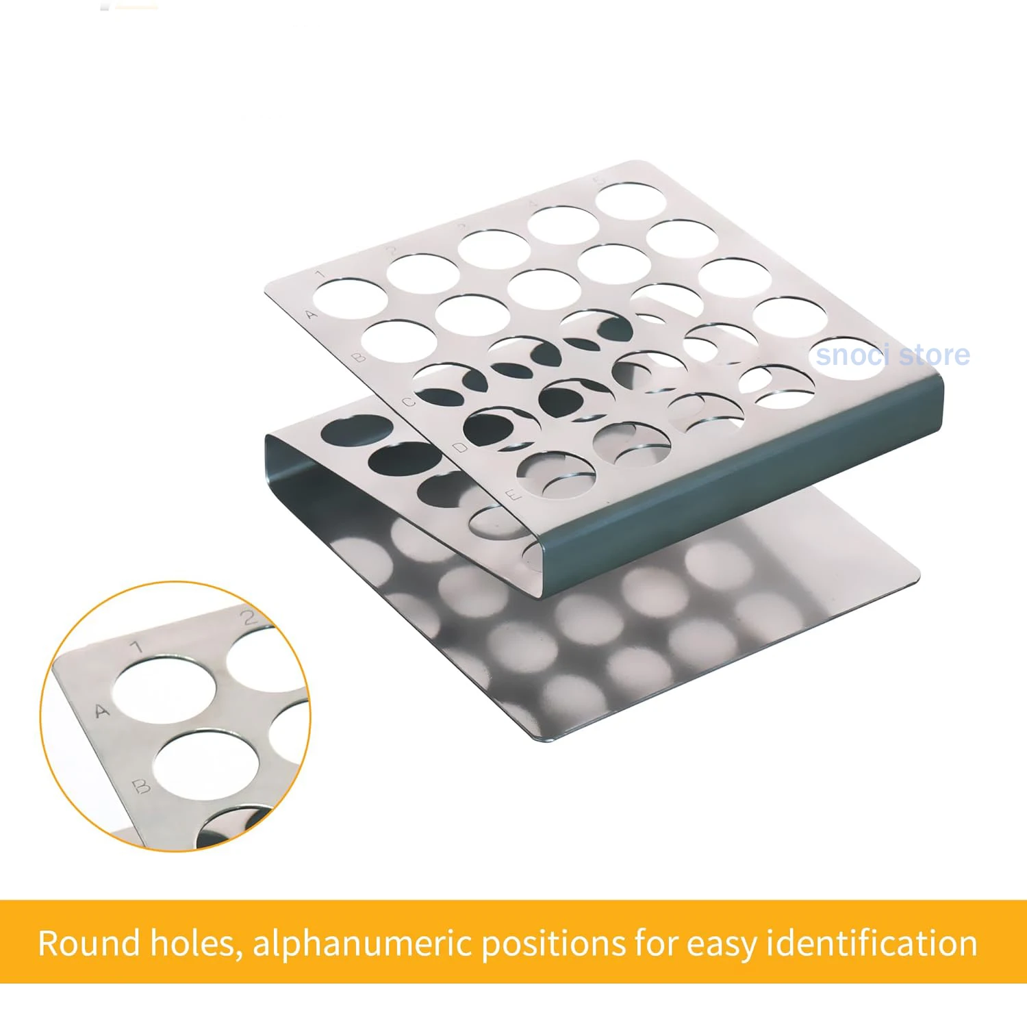 Stainless Steel Test Tube Racks, Z Shape Scientific Test Tube Rack Suitable for Tubes of Dia ≤17mm,25Holes,50Holes，1Piece
