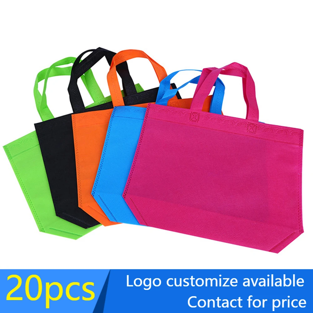 20 pieces Non Woven Bag Shopping Bags Eco Promotional Recyle Bag Tote Bags Custom Make Printed Logo