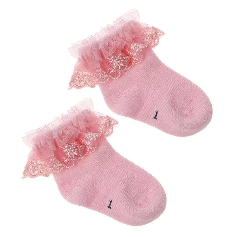 جوارب دانتيل J15U للأطفال الرضع البنات مضادة للانزلاق من القطن للشتاء للأطفال من عمر 0 إلى سنة واحدة #3