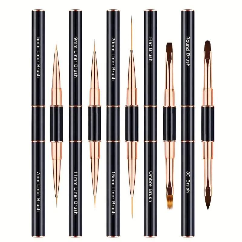 5 Pcs/set  Double-Ended Nail Art Brushes Liner Detail Thin Brushes Nail Drawing Pen 3D Nail Art Decorations At Home DIY Manic