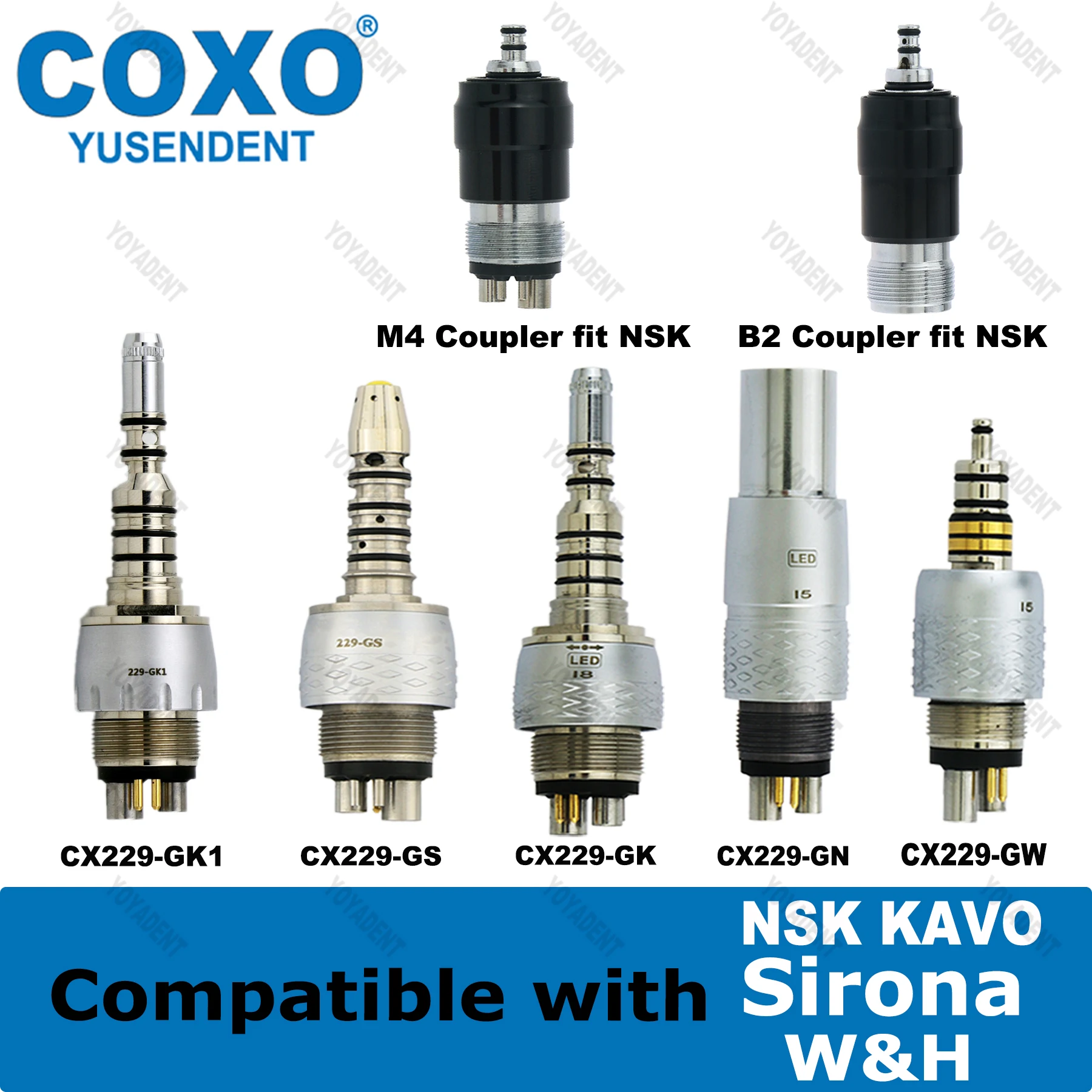 COXO Dental Turbine 6 Pin LED Coupling For Fiber Optic High Speed Handpiece B2/M4 Coupler Fit KAVO NSK QD-J Type Dentist Tools