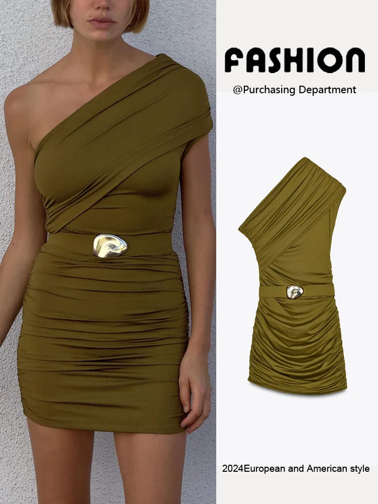 Vestido Sem Mangas Assimétrico Psado Slim Fit para Mulheres, Nova Chegada de Verão, Estilo de Trabalho com Cintura Alta