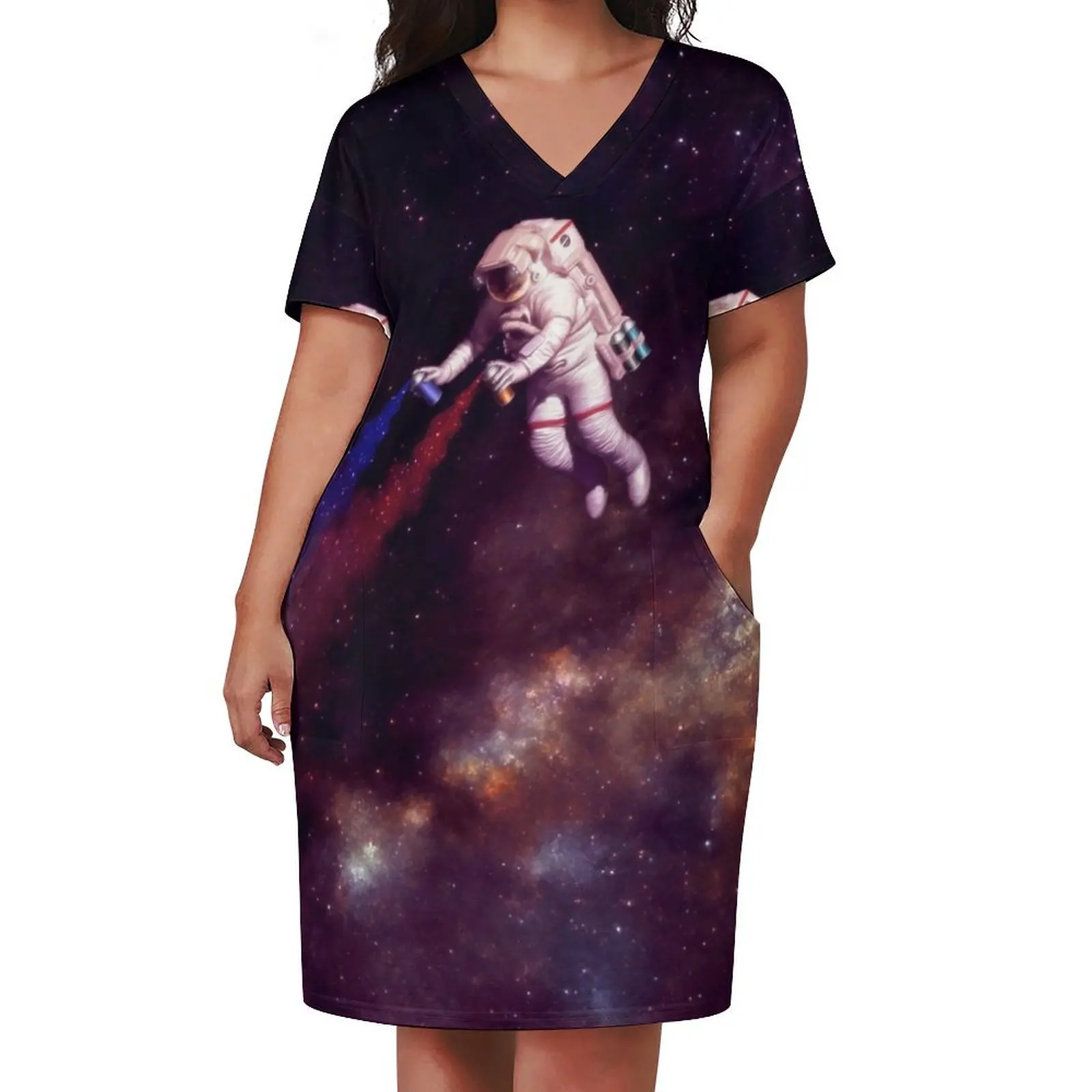 Shooting Stars - the astronaut artist Loose Pocket Dress elegant party dress for women 2025 cute dress Long dresses