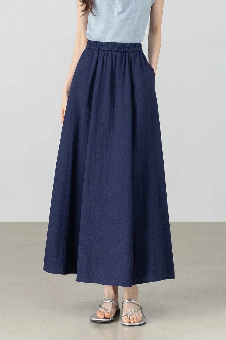SENTUBILA Minimalistischer A-Linien-Rock für Damen, Sommer 2026, Neuer Lässiger Rock mit Elastischem Bund, Langer Lockerer Rock, Damenbekleidung 162QA5883 – Detail 15