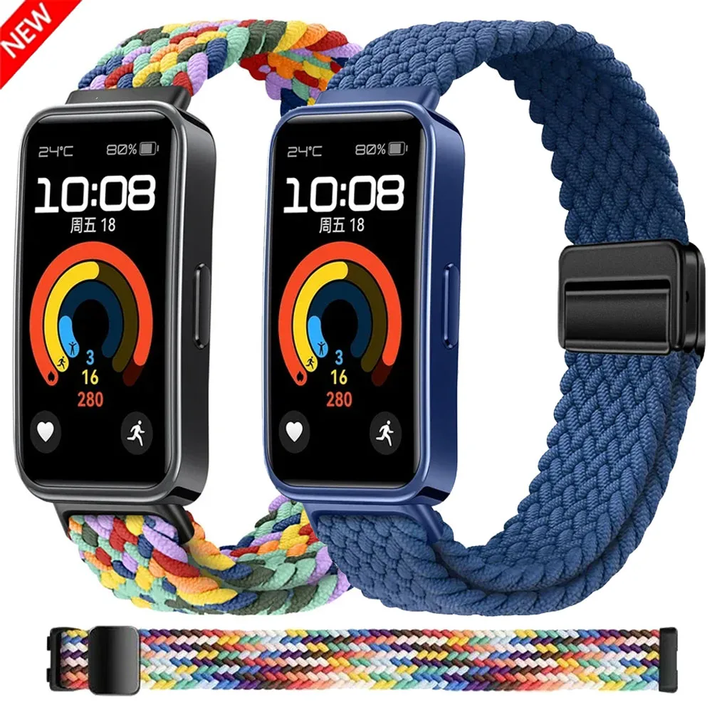 Correas de nailon trenzado para Huawei Band 10, 9, 8, cómoda pulsera con hebilla magnética para Huawei Band 10/9/8, accesorios de Correa