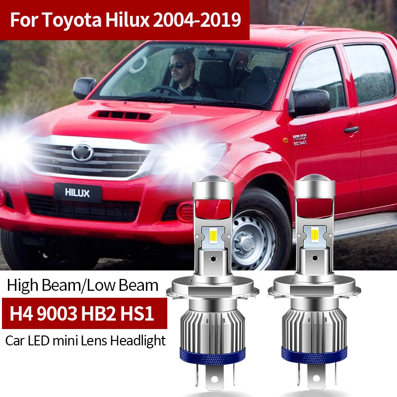 2X Canbus LED Headlamps Bulb H4 Car Mini Projector Lens Headlight Auto Lamp Toyota Hilux 2004-2013 2014 2015 2016 2017 2018 2019