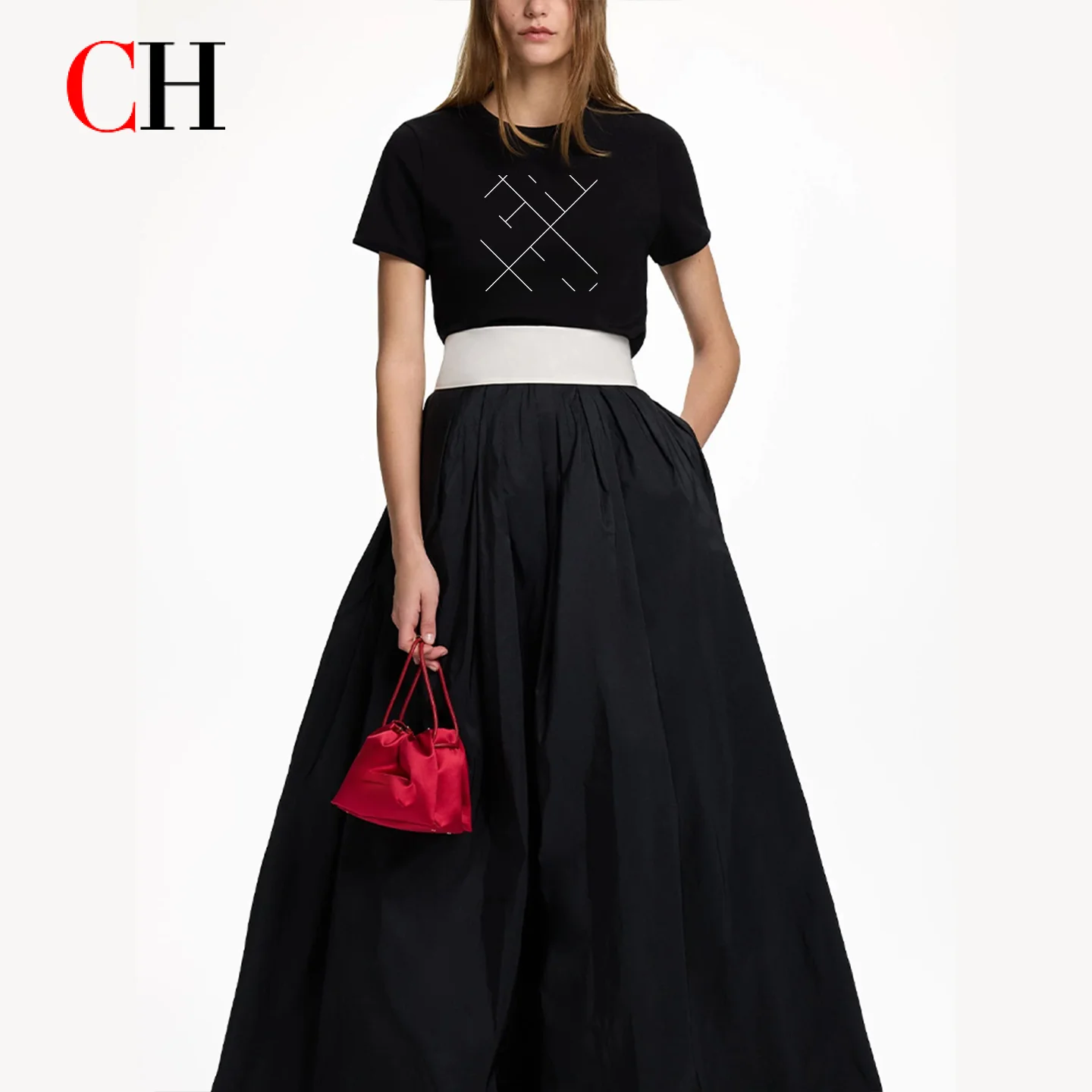 CH Women's Abstract Geometric Print T-Shirt Short Sleeve Crew Neck Casual Loose Fit Summer Tee Fashion Streetwear Top