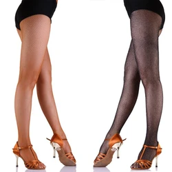 Professional Latin Tights for Women Fishnet Small Holes Footed Pantyhose Cotton Crotch Hard Yarn Elastic Dance Stocking Dropship