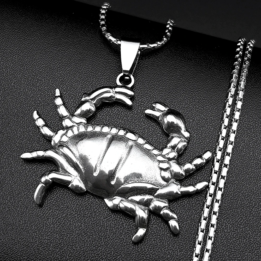 Hiphop Crab Cute Chain For Women Men Stainless Steel Silver Color Beach Sea Ocean Trendy Party Necklace Jewelry Accessory