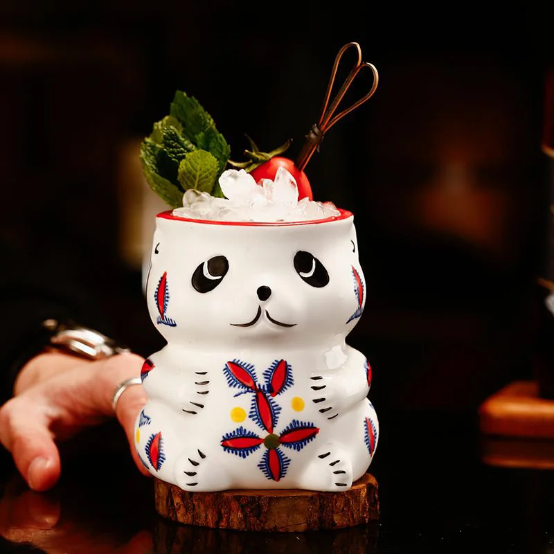 

Niche Creative TIKI Cup Ceramic Tiki Cocktail Glass Retro Hawaiian Cup with Adorable Panda Design