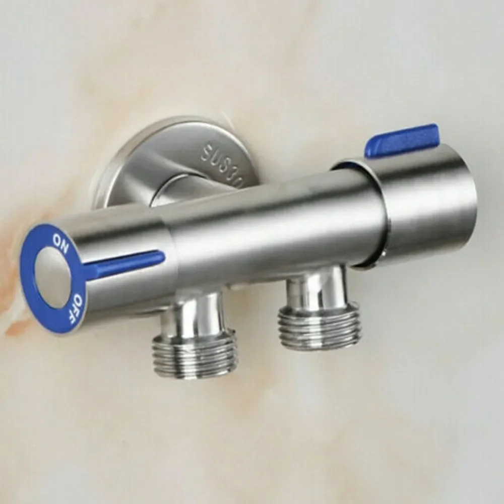 Bathroom Double  Handle Faucet  Dual Control  Stainless Steel Cold Water Faucet Bathroom Washing Machine Faucet Triangle Valve