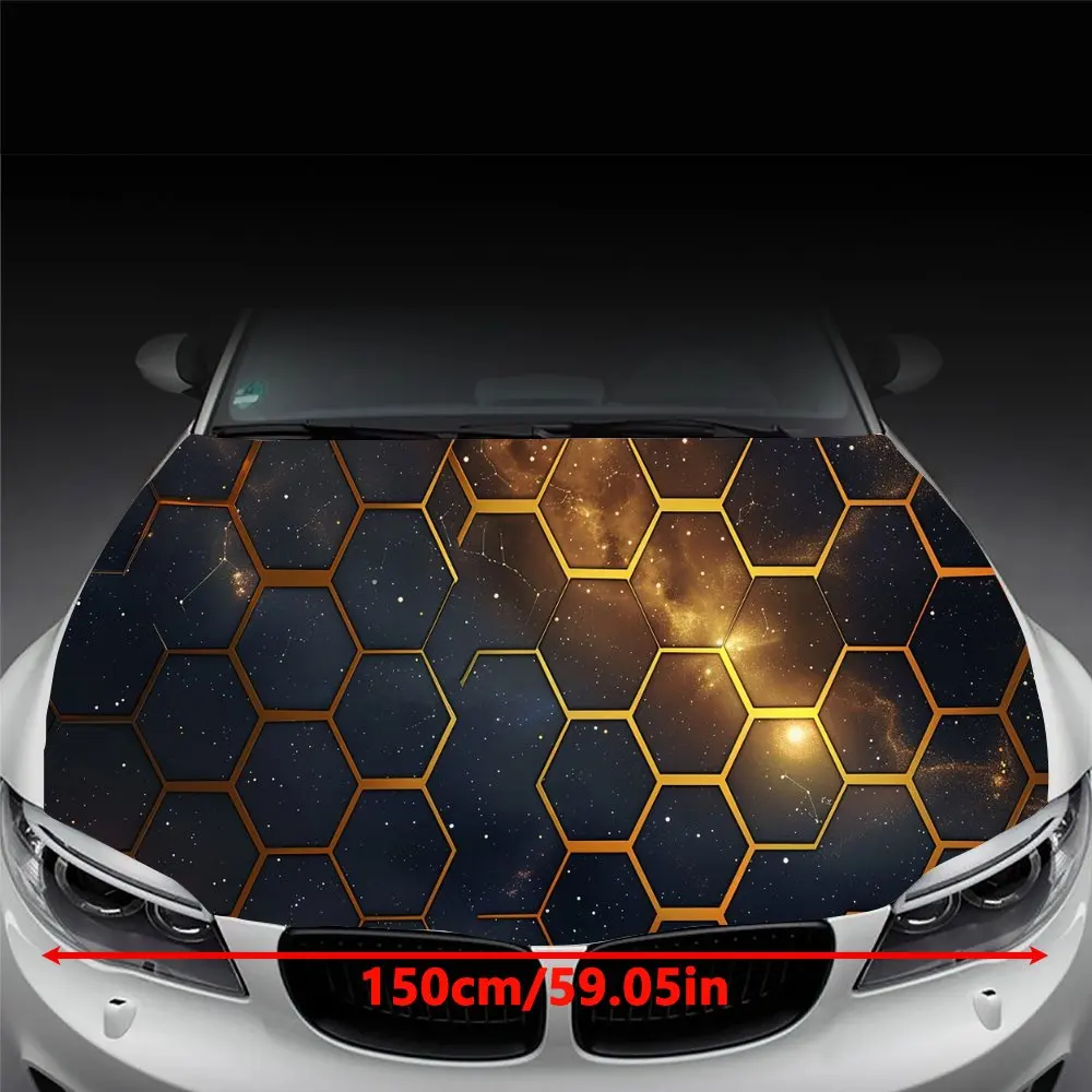 Starry Sky Honeycomb Print Car Hood Wrap Color Vinyl Sticker Truck Graphic Bonnet DIY Auto Accessories Decoration Decal Gift