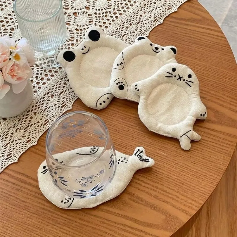 Photography Props Cute Cartoon Animal Fabric Coaster Panda Soft Seal Heat Insulation Pad Delicate Anti Slip Tea Cup Pad Dorm