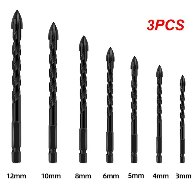 3PCS 3-12mm Multifunctional Cross Hex Tile Drill Bits Set For Glass Ceramic Concrete Hole Opener Brick Hard Alloy Triangle Bit