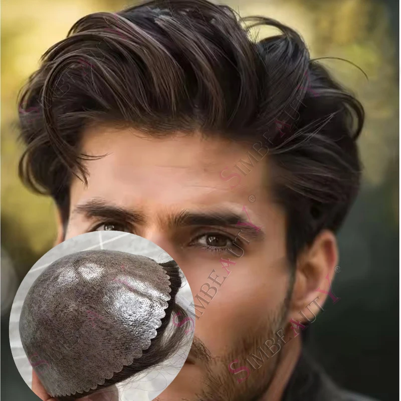 

Мужской незаметный микропротез для волос из полиуретана (ПУ) толщиной 0,1 мм, 130% плотности, с имитацией натуральной линии роста волос, серый, черный, коричневый