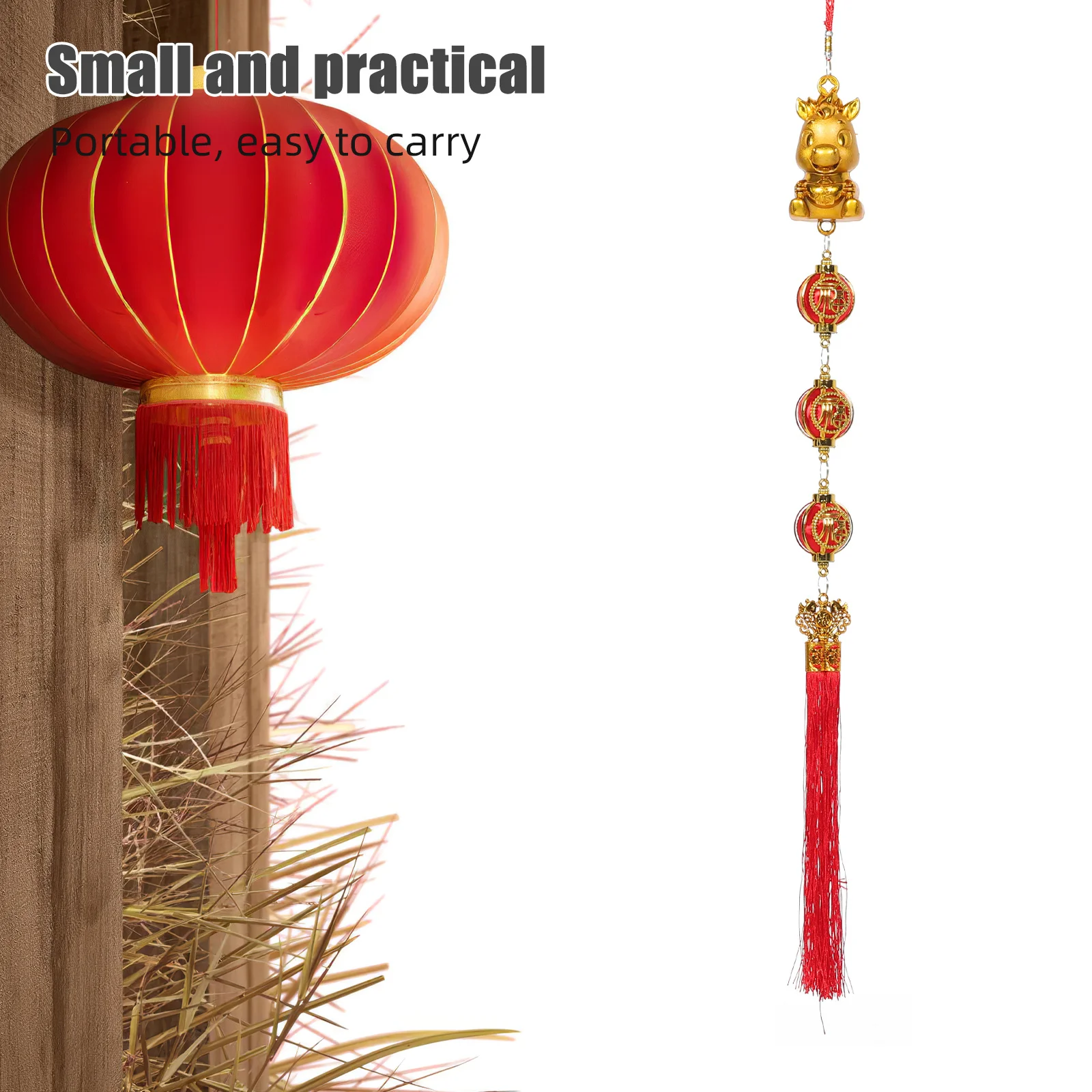 

2Pcs Chinese New Year Hanging Ornaments Horse Pendant Red Tassel Lantern Decorations Spring Festival Lucky Charm Indoor Outdoor