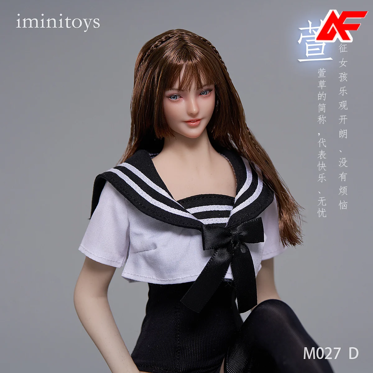 Iminitoys M027 1/6 Schaal Dubbele Paardenstaart Loli Meisje Meisje Beweegbare Vervangbare Ogen Hoofd Model Voor 12 ''Vrouwelijke Action Figure body